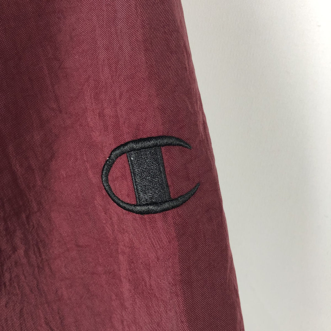 90'S Champion College V-neck nylon pullover, men's M size, vintage Nylon wine-red Vintage Second Hand