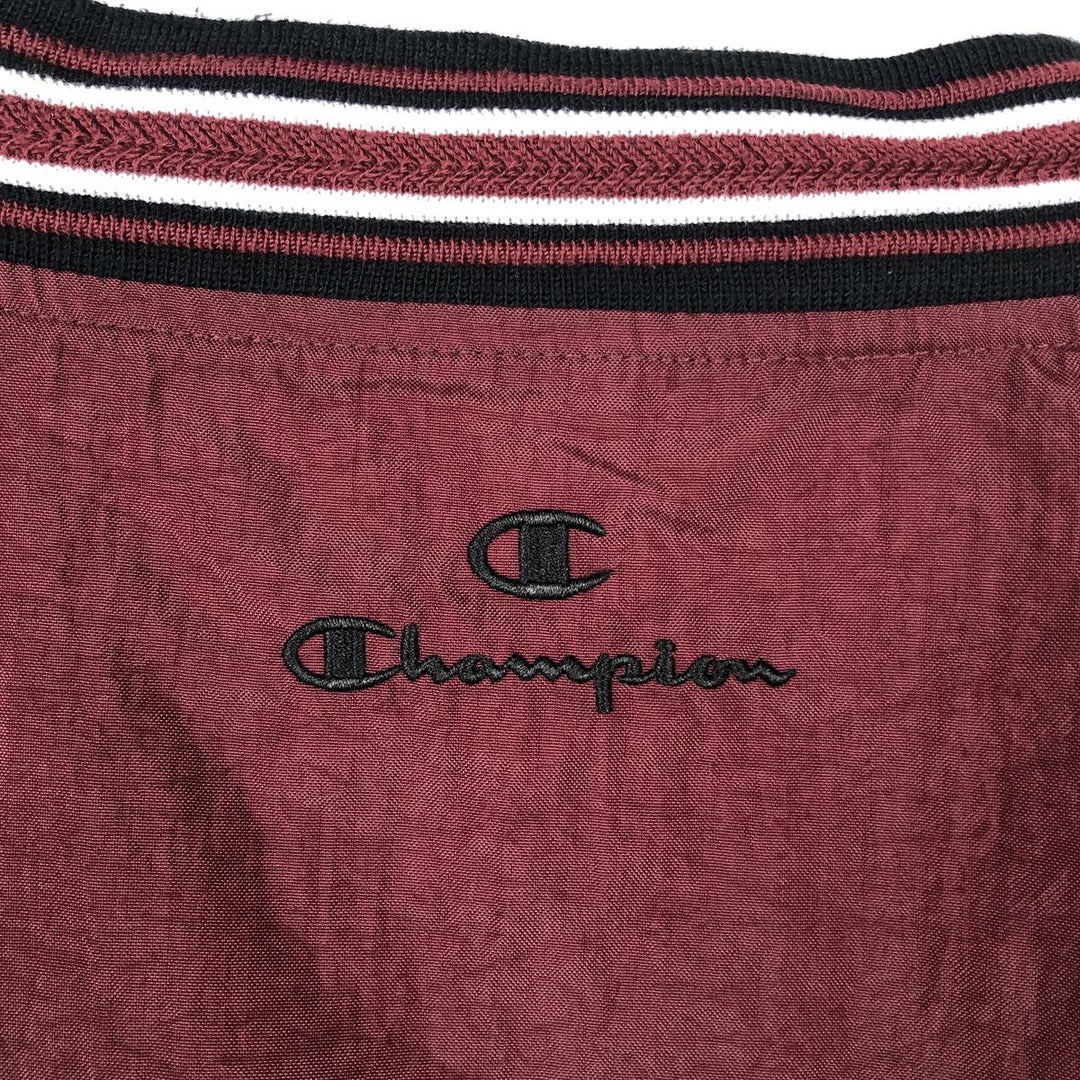 90'S Champion College V-neck nylon pullover, men's M size, vintage Nylon wine-red Vintage Second Hand