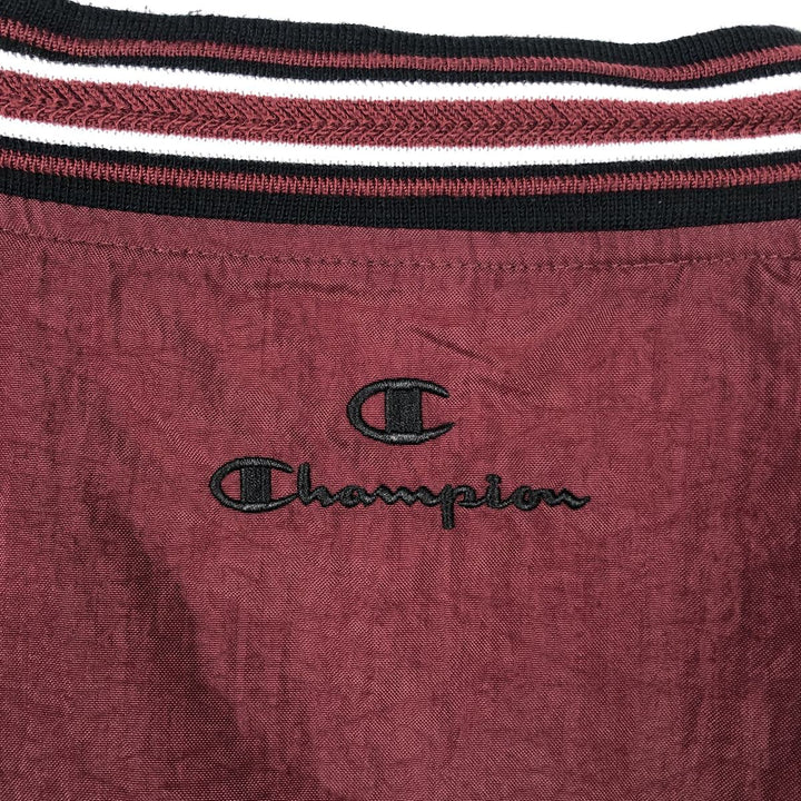 90'S Champion College V-neck nylon pullover, men's M size, vintage Nylon wine-red Vintage Second Hand