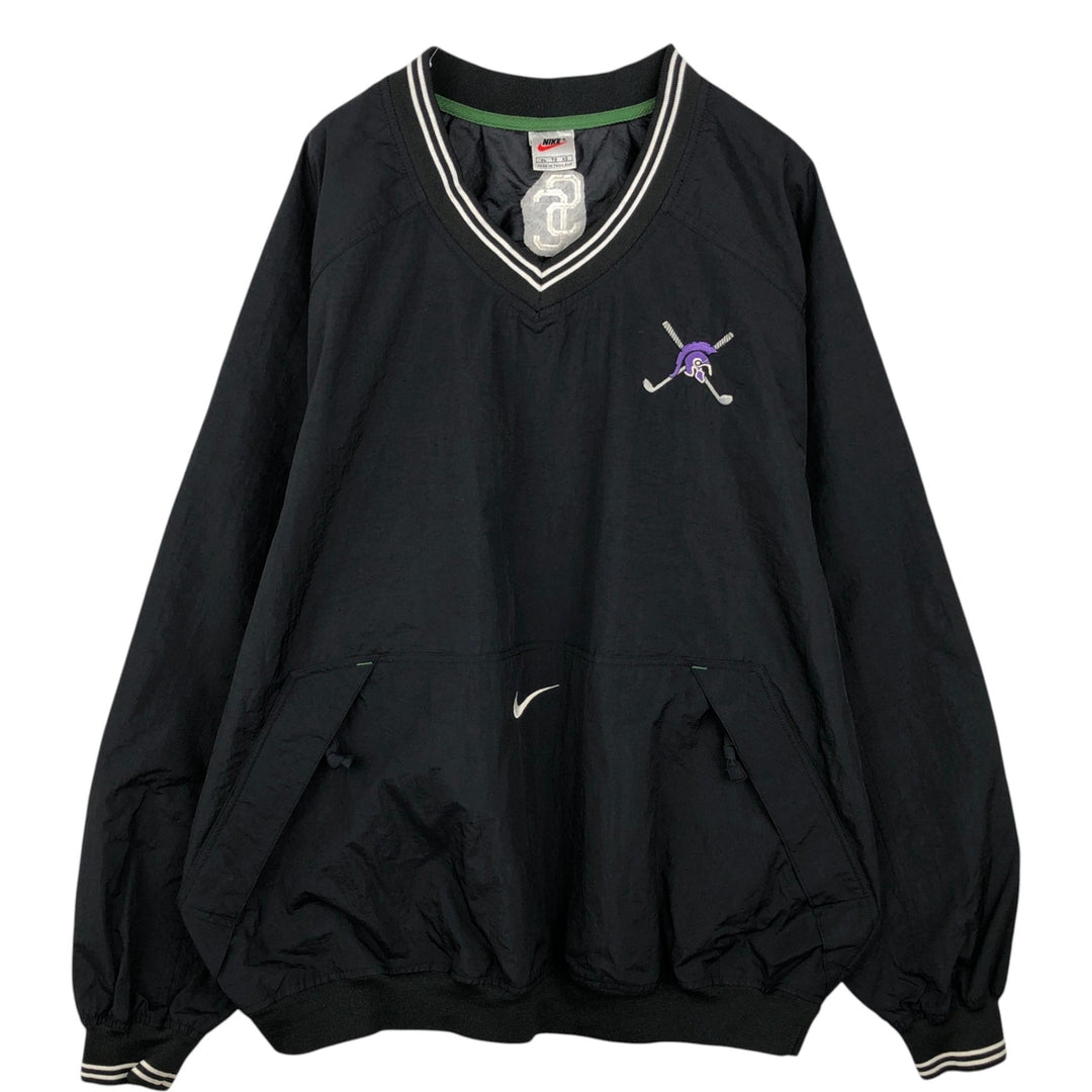 90'S Nike College V-Neck Nylon Pullover, Men's Size XL (Equivalent), Vintage Nylon black type Vintage Second Hand