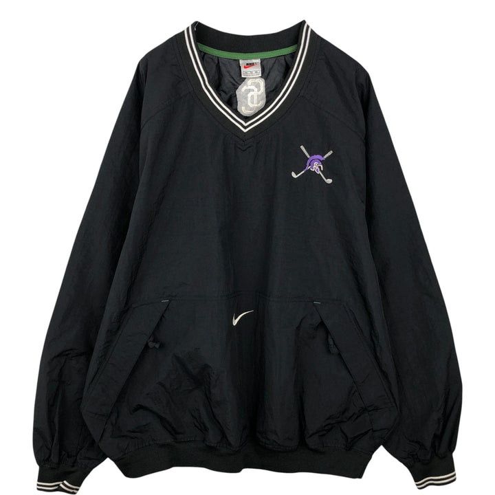 90'S Nike College V-Neck Nylon Pullover, Men's Size XL (Equivalent), Vintage Nylon black type Vintage Second Hand