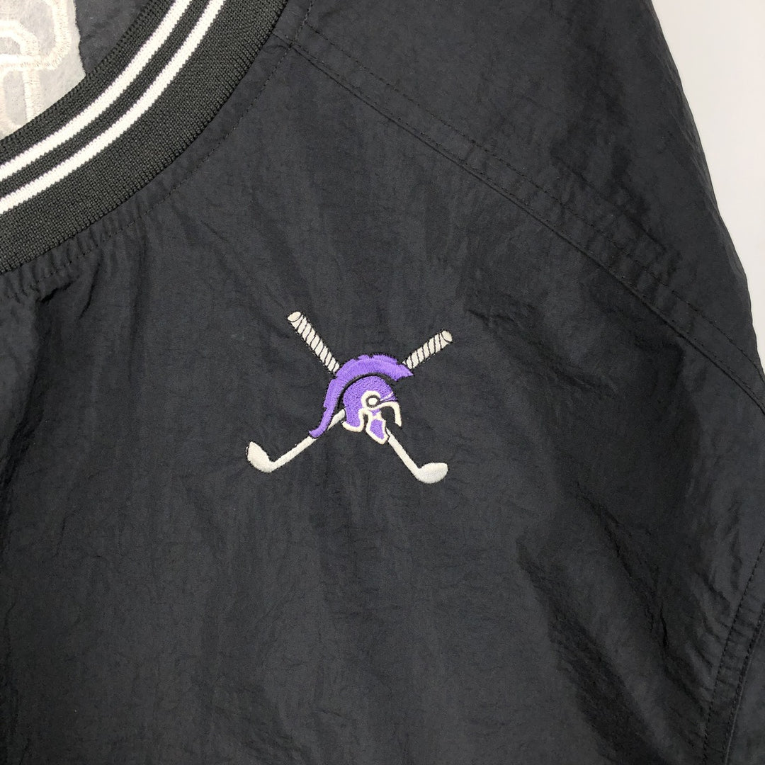 90'S Nike College V-Neck Nylon Pullover, Men's Size XL (Equivalent), Vintage Nylon black type Vintage Second Hand