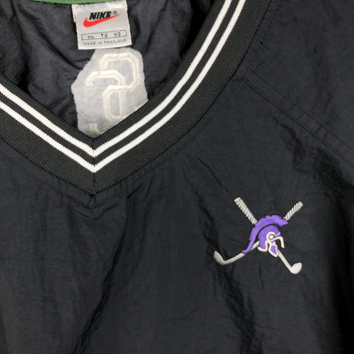 90'S Nike College V-Neck Nylon Pullover, Men's Size XL (Equivalent), Vintage Nylon black type Vintage Second Hand