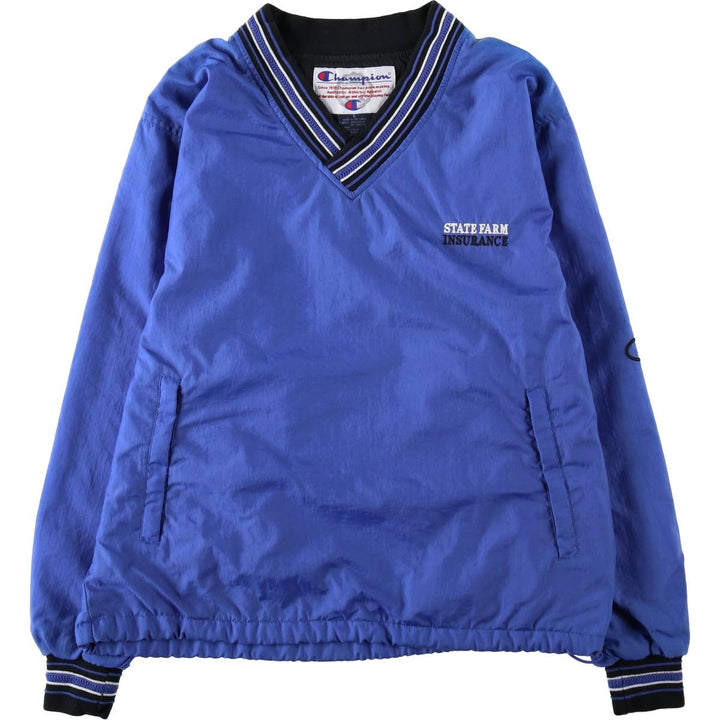 Champion V-neck Warm-up Pullover (Men's Size S) Nylon blue type Vintage Second Hand