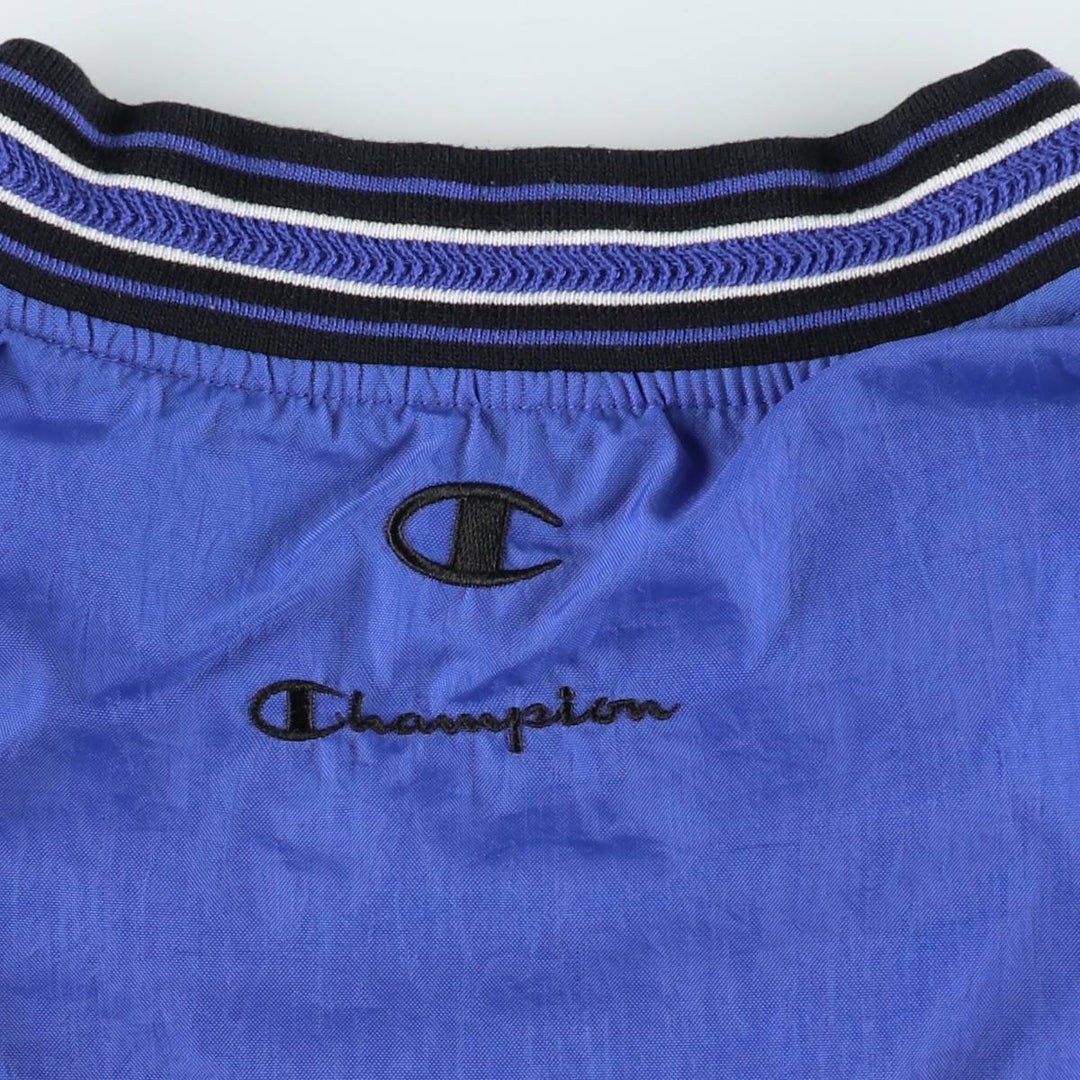 Champion V-neck Warm-up Pullover (Men's Size S) Nylon blue type Vintage Second Hand