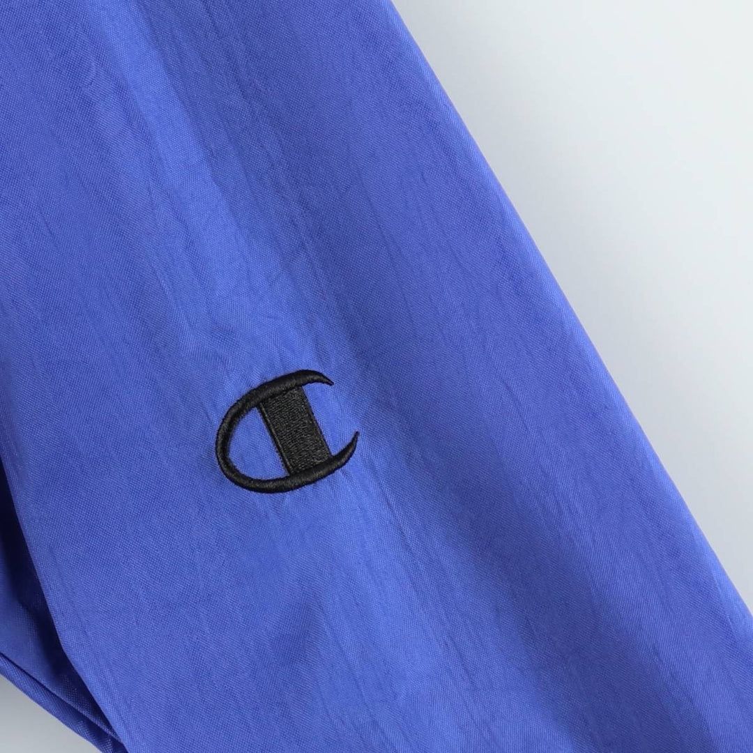 Champion V-neck Warm-up Pullover (Men's Size S) Nylon blue type Vintage Second Hand