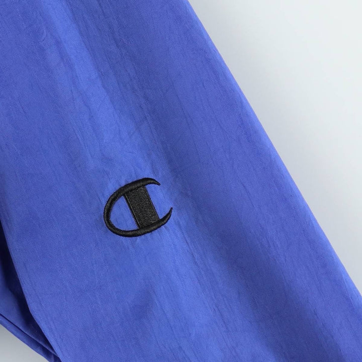 Champion V-neck Warm-up Pullover (Men's Size S) Nylon blue type Vintage Second Hand