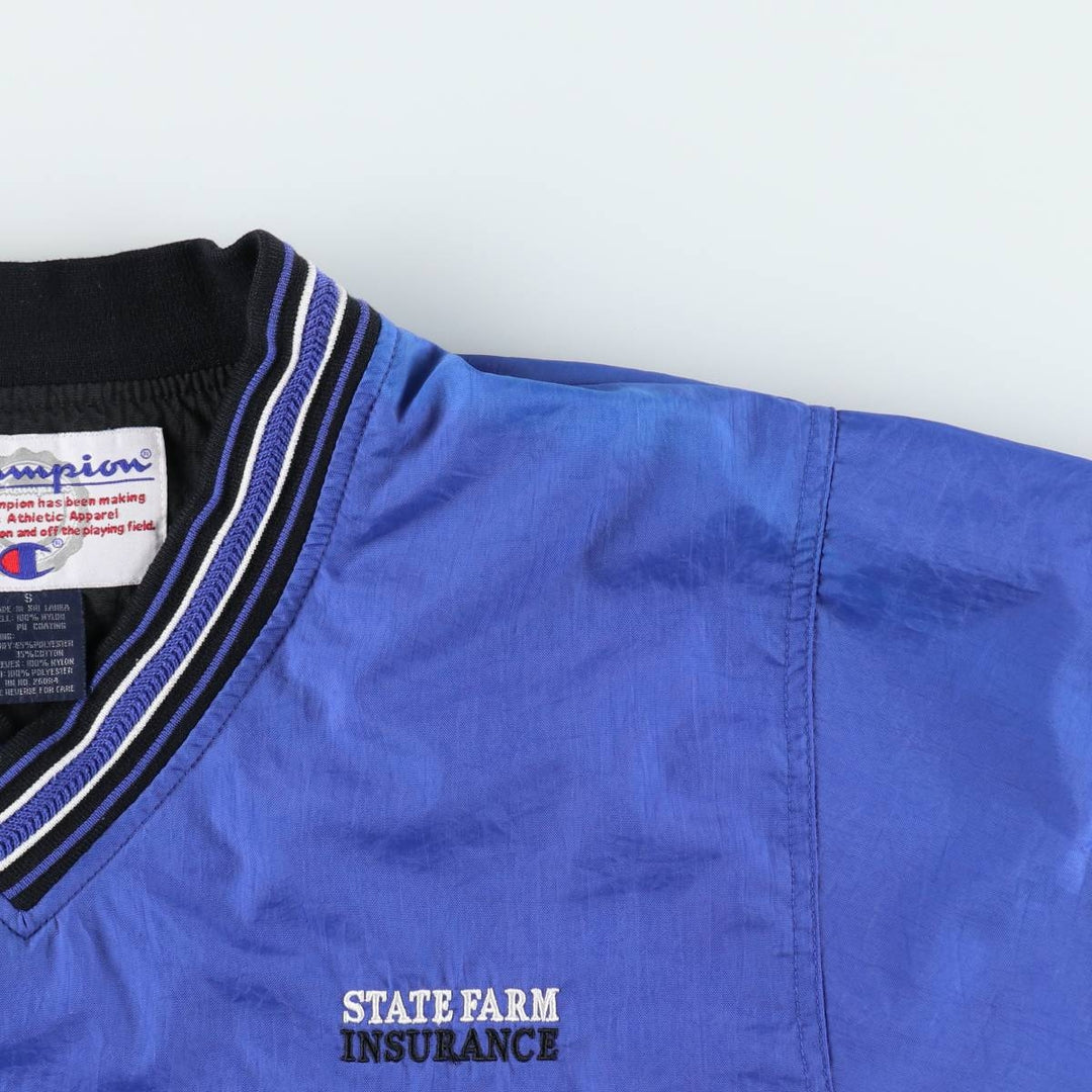 Champion V-neck Warm-up Pullover (Men's Size S) Nylon blue type Vintage Second Hand