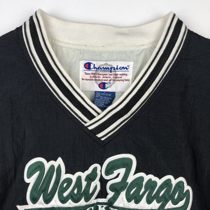 90'S Champion College V-Neck Nylon Pullover, Men's Size L (approx.), Vintage Nylon black type Vintage Second Hand