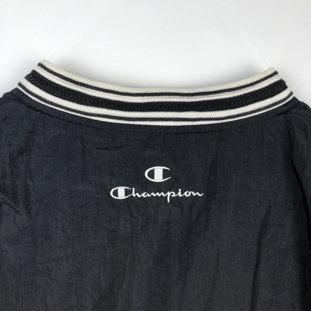 90'S Champion College V-Neck Nylon Pullover, Men's Size L (approx.), Vintage Nylon black type Vintage Second Hand