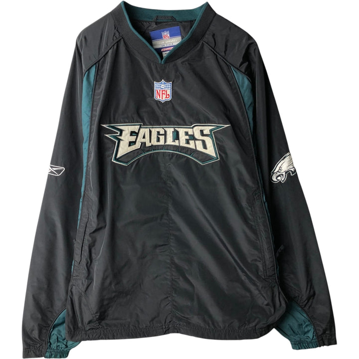 2000'S Reebok NFL Philadelphia Eagles V-neck Warm-up Pullover, Men's Size M (approx.) polyester black type Vintage Second Hand