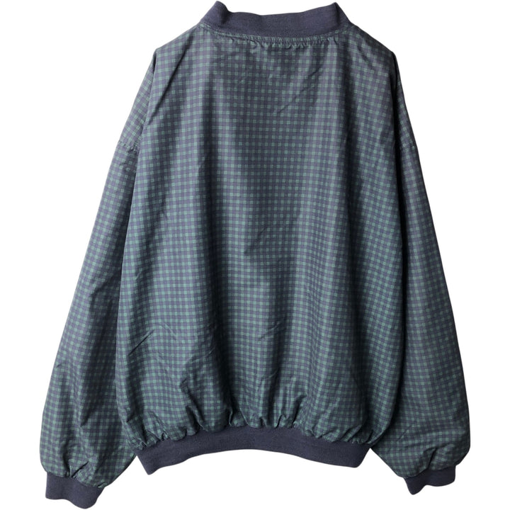 Wrangler Twenty X Check Pattern V-Neck Blackwatch Check Warm-Up Pullover (Men's Size L equivalent) polyester navy blue type Vintage Second Hand