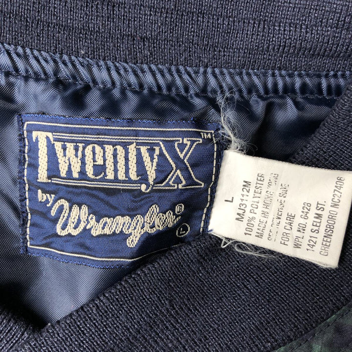 Wrangler Twenty X Check Pattern V-Neck Blackwatch Check Warm-Up Pullover (Men's Size L equivalent) polyester navy blue type Vintage Second Hand