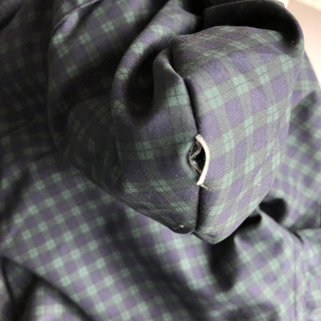 Wrangler Twenty X Check Pattern V-Neck Blackwatch Check Warm-Up Pullover (Men's Size L equivalent) polyester navy blue type Vintage Second Hand