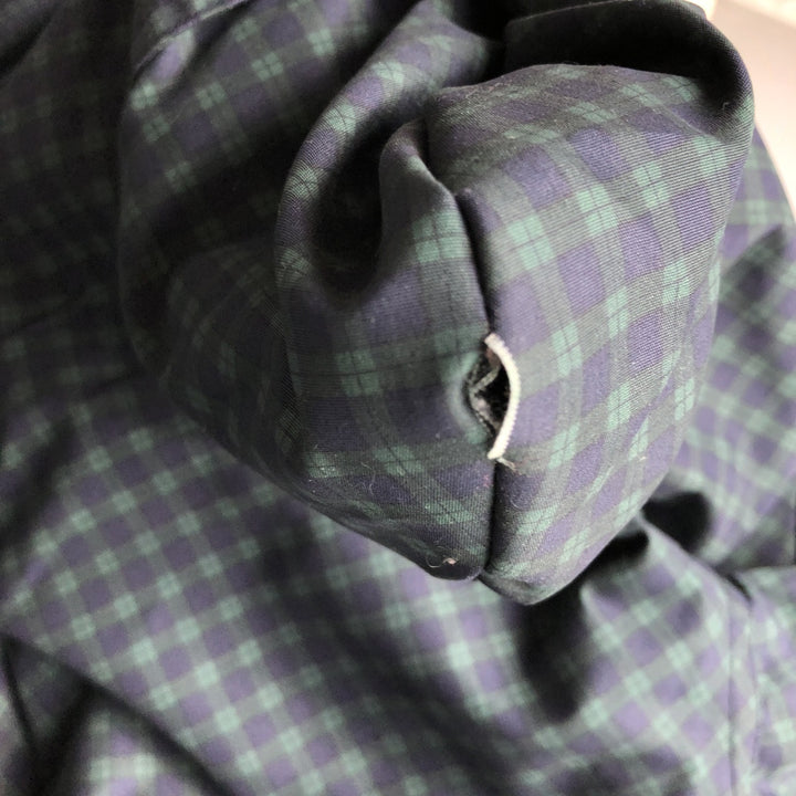 Wrangler Twenty X Check Pattern V-Neck Blackwatch Check Warm-Up Pullover (Men's Size L equivalent) polyester navy blue type Vintage Second Hand