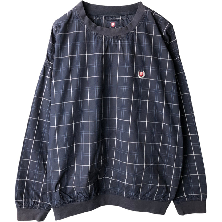 Ralph Lauren CHAPS Check Pattern Warm-up Pullover, Men's Size L (approx.) cotton navy blue type Vintage Second Hand