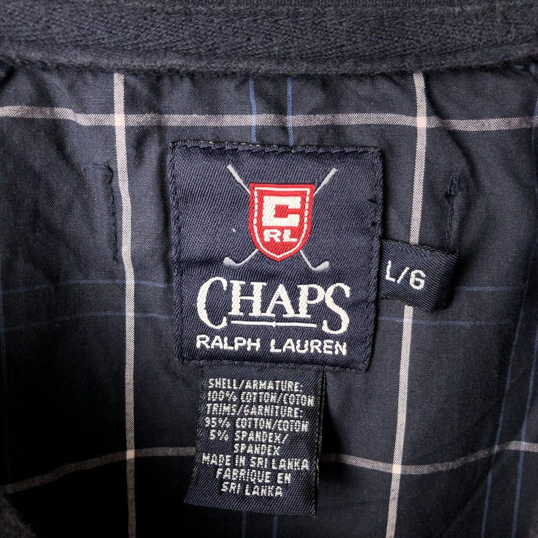 Ralph Lauren CHAPS Check Pattern Warm-up Pullover, Men's Size L (approx.) cotton navy blue type Vintage Second Hand