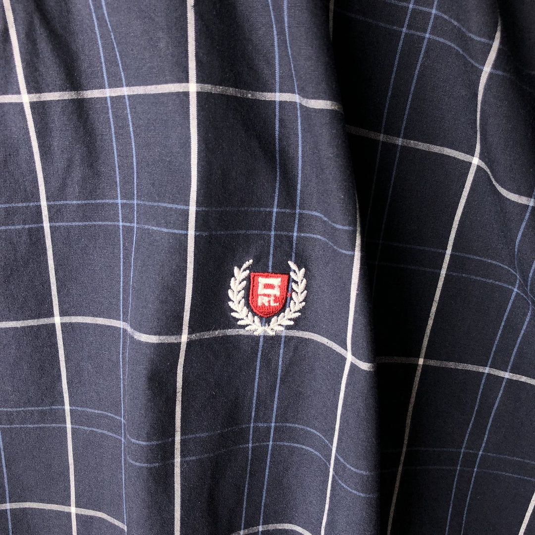Ralph Lauren CHAPS Check Pattern Warm-up Pullover, Men's Size L (approx.) cotton navy blue type Vintage Second Hand