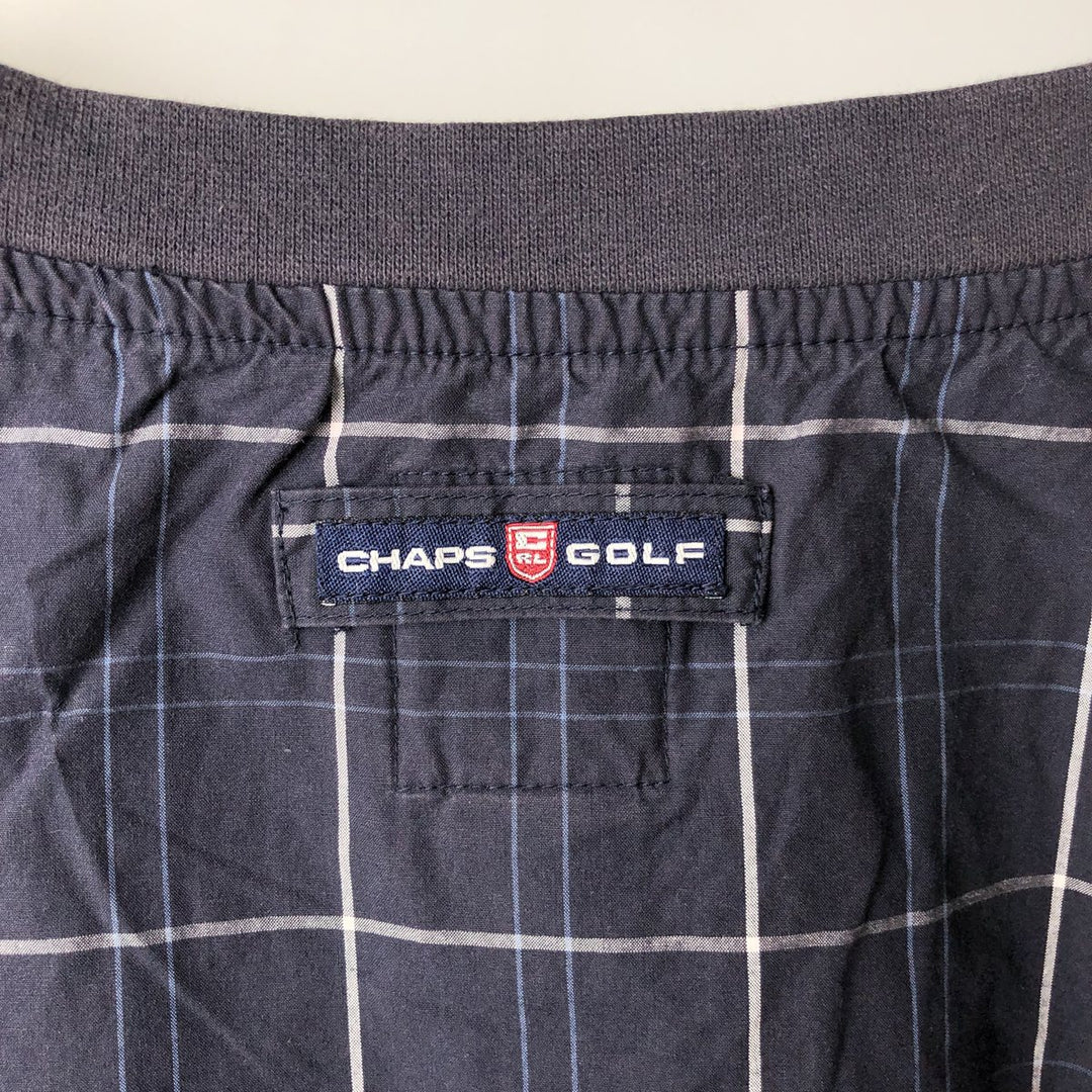 Ralph Lauren CHAPS Check Pattern Warm-up Pullover, Men's Size L (approx.) cotton navy blue type Vintage Second Hand