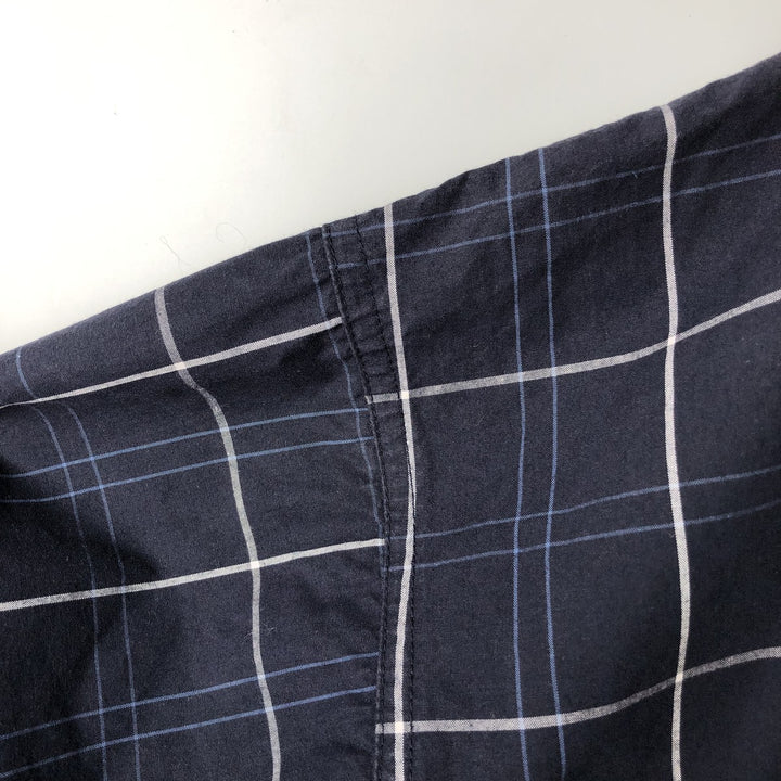 Ralph Lauren CHAPS Check Pattern Warm-up Pullover, Men's Size L (approx.) cotton navy blue type Vintage Second Hand