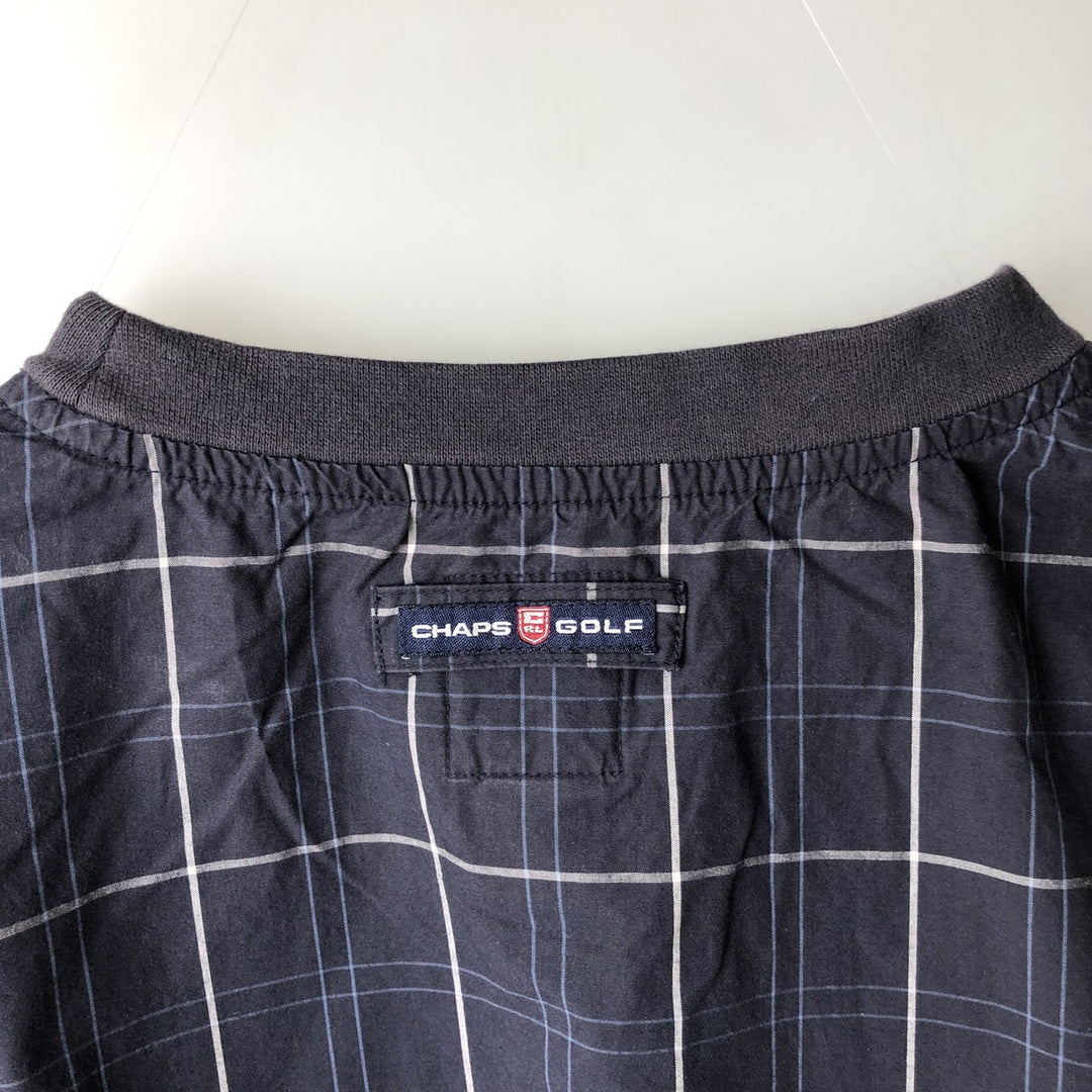 Ralph Lauren CHAPS Check Pattern Warm-up Pullover, Men's Size L (approx.) cotton navy blue type Vintage Second Hand
