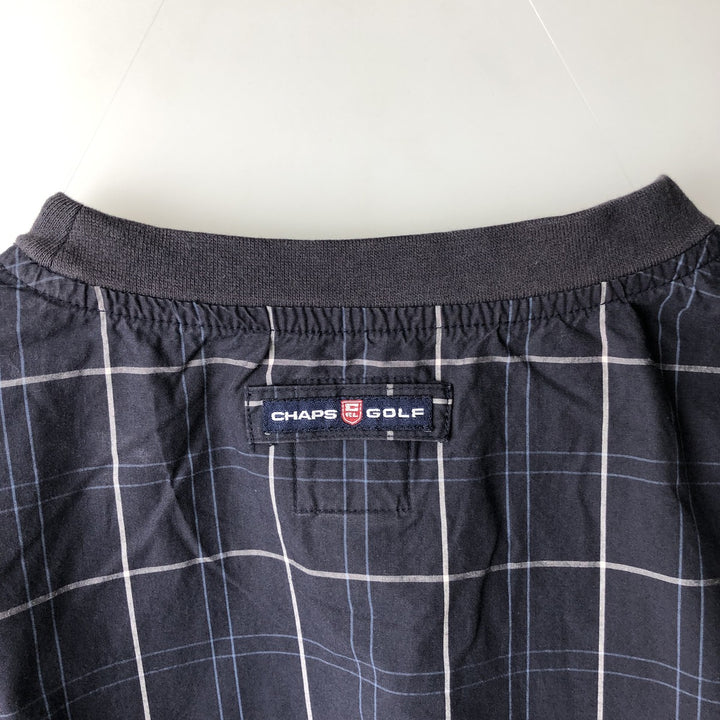 Ralph Lauren CHAPS Check Pattern Warm-up Pullover, Men's Size L (approx.) cotton navy blue type Vintage Second Hand