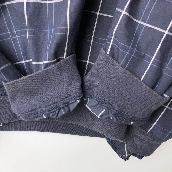 Ralph Lauren CHAPS Check Pattern Warm-up Pullover, Men's Size L (approx.) cotton navy blue type Vintage Second Hand