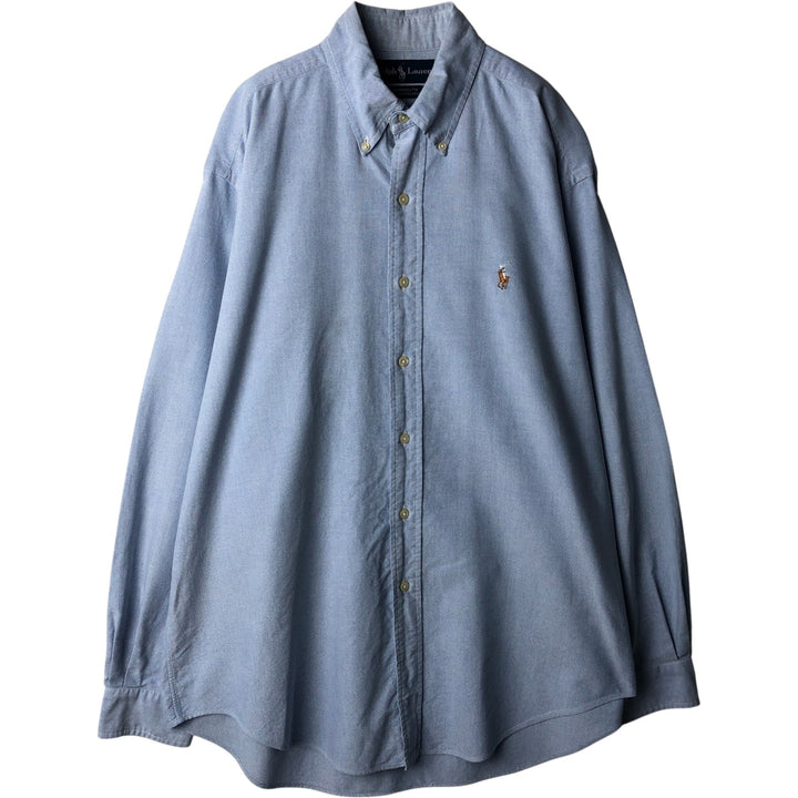 Ralph Lauren YARMOUTH long sleeve button down shirt, men's size L cotton Blue type light blue Vintage Second Hand