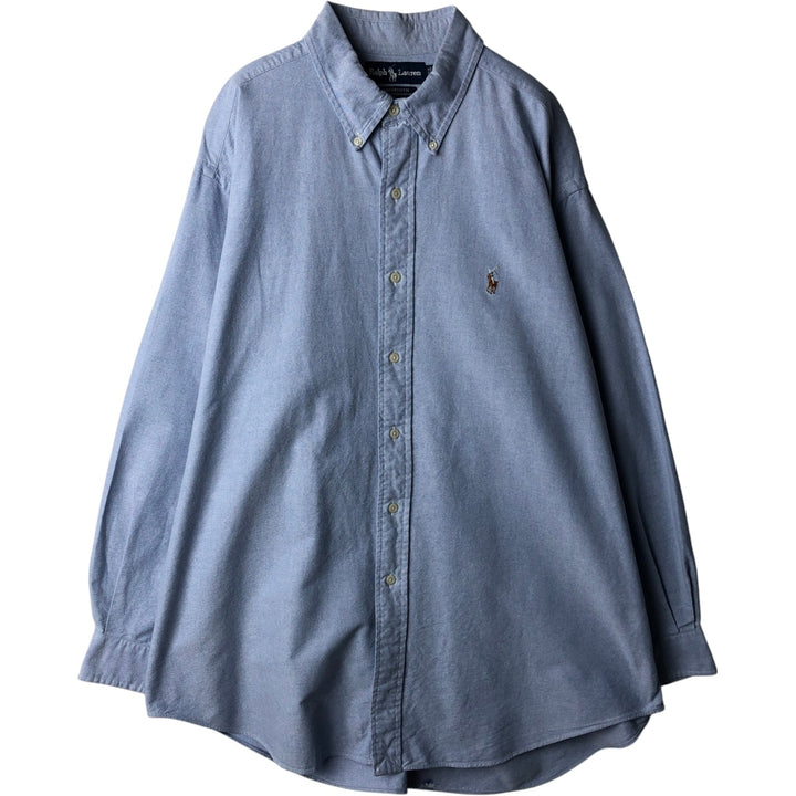 Ralph Lauren YARMOUTH long sleeve button down shirt, men's XL size cotton Blue type light blue Vintage Second Hand