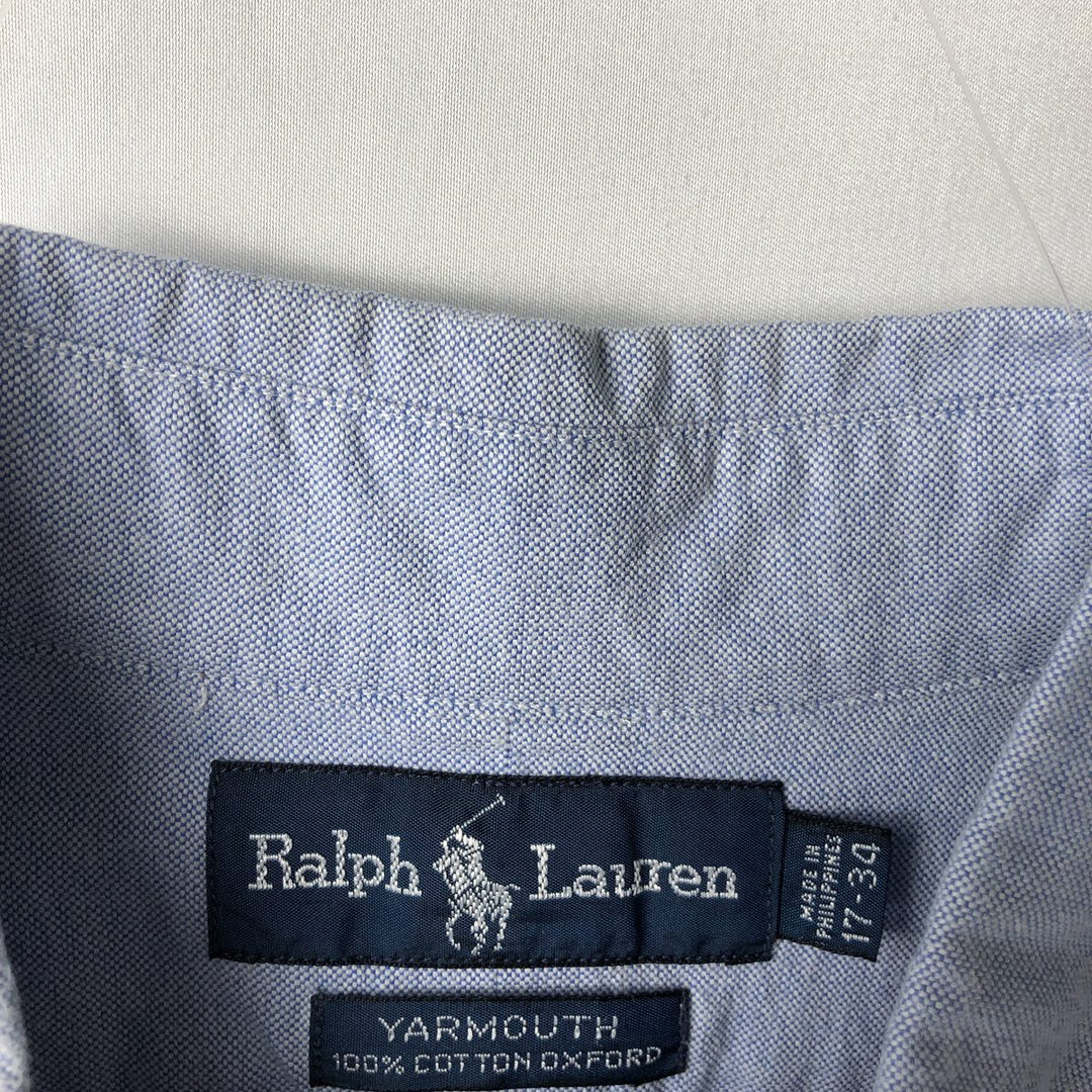 Ralph Lauren YARMOUTH long sleeve button down shirt, men's XL size cotton Blue type light blue Vintage Second Hand