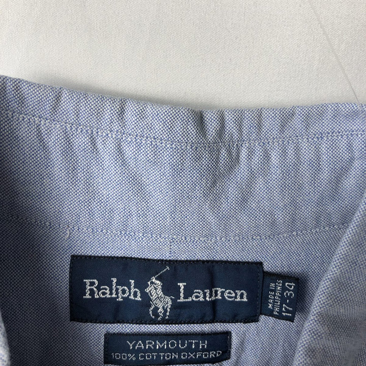 Ralph Lauren YARMOUTH long sleeve button down shirt, men's XL size cotton Blue type light blue Vintage Second Hand