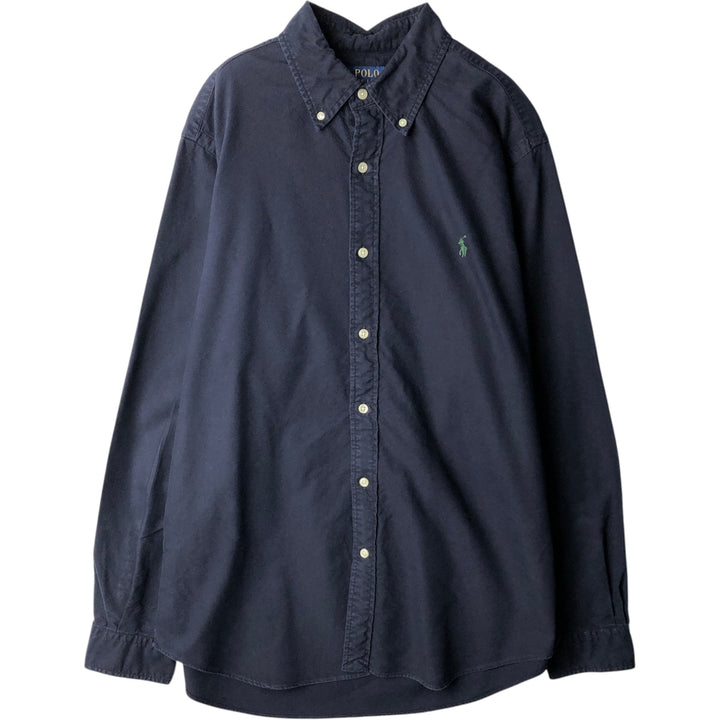 Ralph Lauren Classic Fit Long Sleeve Button Down Shirt, Men's Size L cotton navy blue type Vintage Second Hand