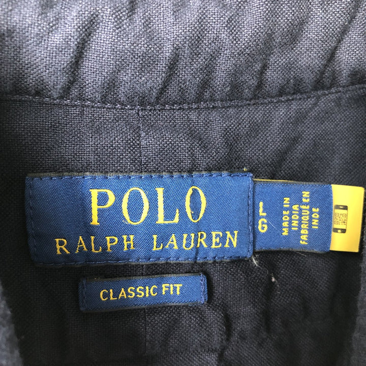 Ralph Lauren Classic Fit Long Sleeve Button Down Shirt, Men's Size L cotton navy blue type Vintage Second Hand