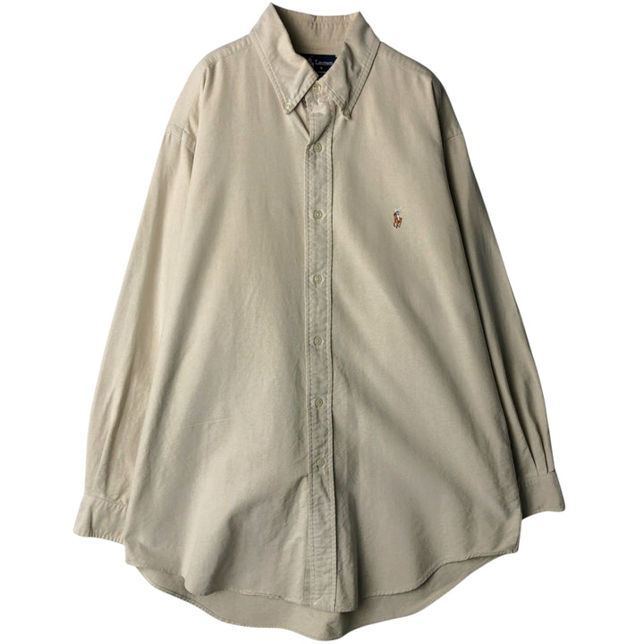 Ralph Lauren YARMOUTH long sleeve button down shirt, men's size L cotton Beige type Vintage Second Hand