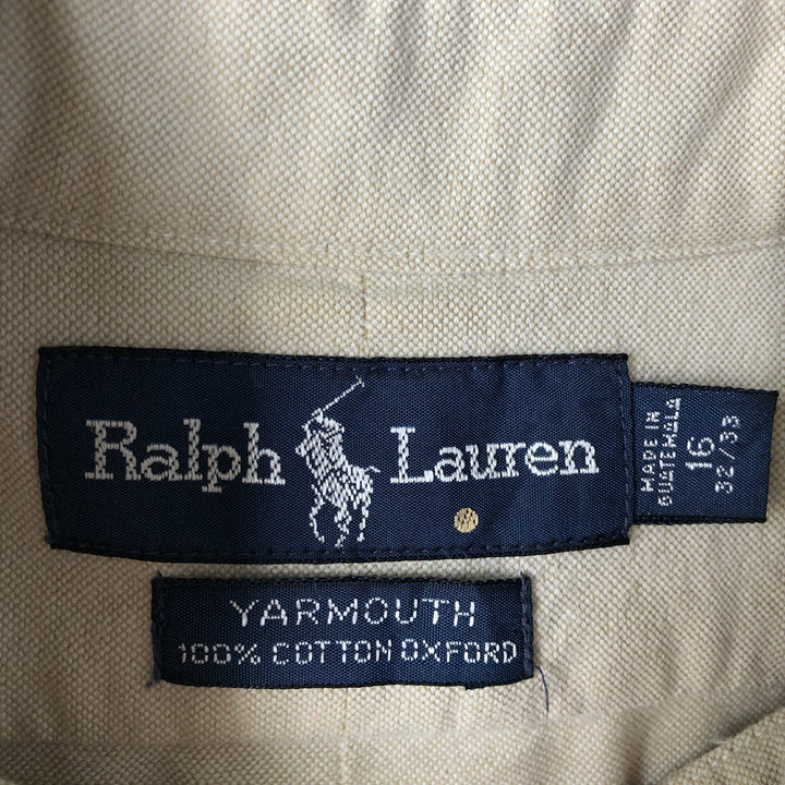 Ralph Lauren YARMOUTH long sleeve button down shirt, men's size L cotton Beige type Vintage Second Hand