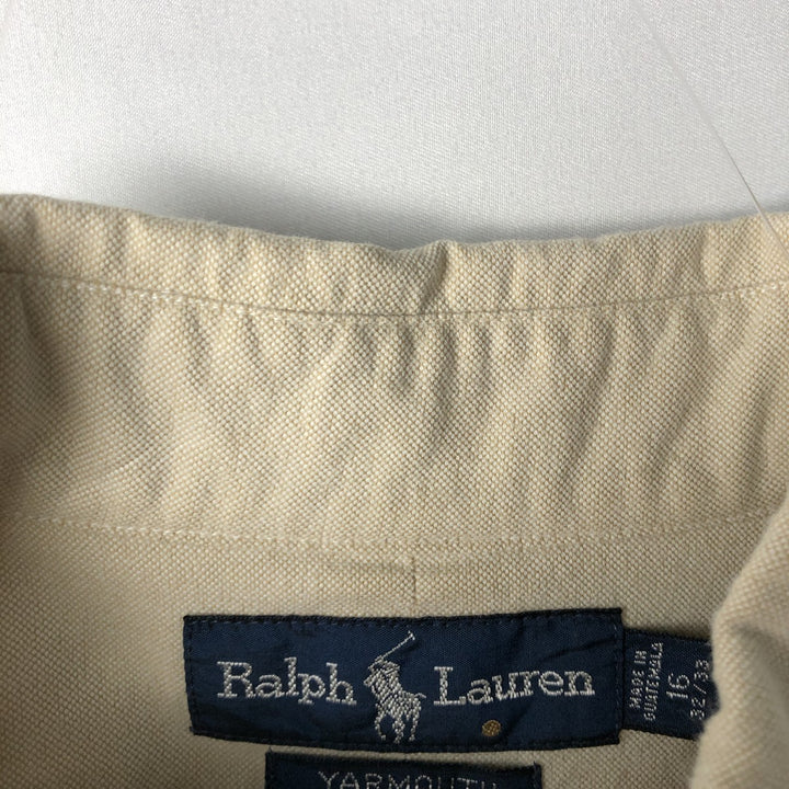 Ralph Lauren YARMOUTH long sleeve button down shirt, men's size L cotton Beige type Vintage Second Hand