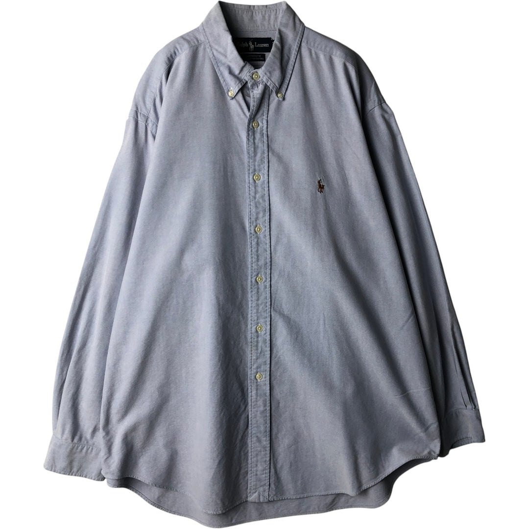 Ralph Lauren YARMOUTH long sleeve button down shirt, men's XL size cotton Blue type light blue Vintage Second Hand