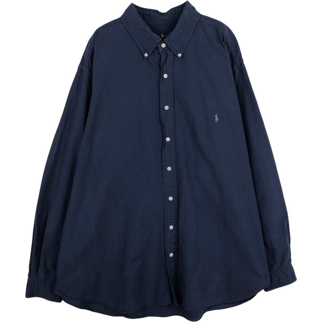Ralph Lauren long sleeve button down shirt, men's XXL size cotton navy blue type Vintage Second Hand