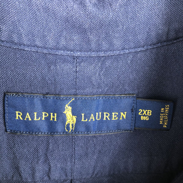 Ralph Lauren long sleeve button down shirt, men's XXL size cotton navy blue type Vintage Second Hand