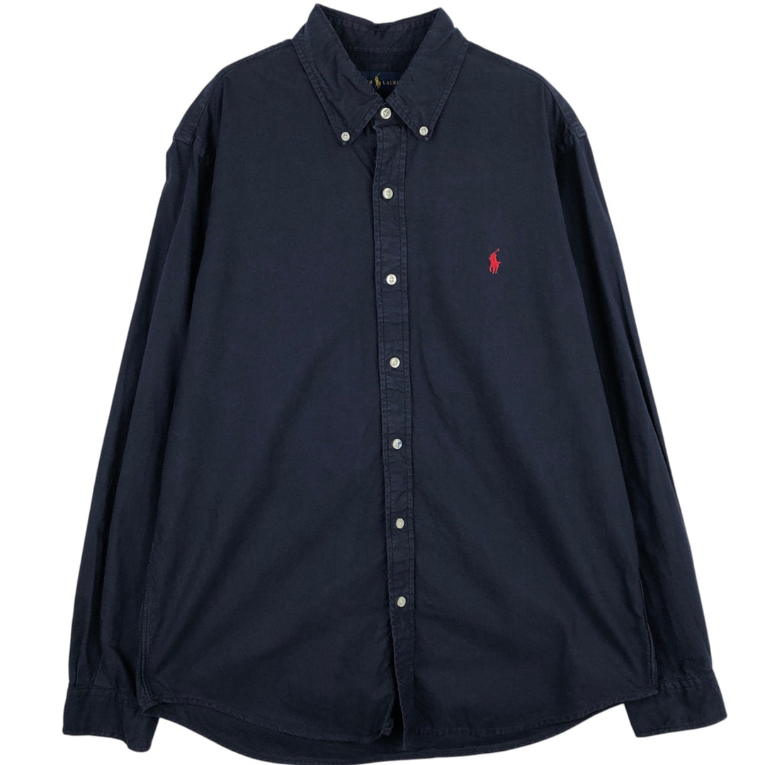 Ralph Lauren Classic Fit Long Sleeve Button Down Shirt, Men's Size L cotton navy blue type Vintage Second Hand