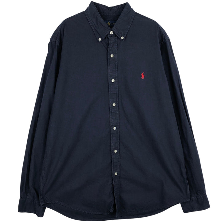 Ralph Lauren Classic Fit Long Sleeve Button Down Shirt, Men's Size L cotton navy blue type Vintage Second Hand