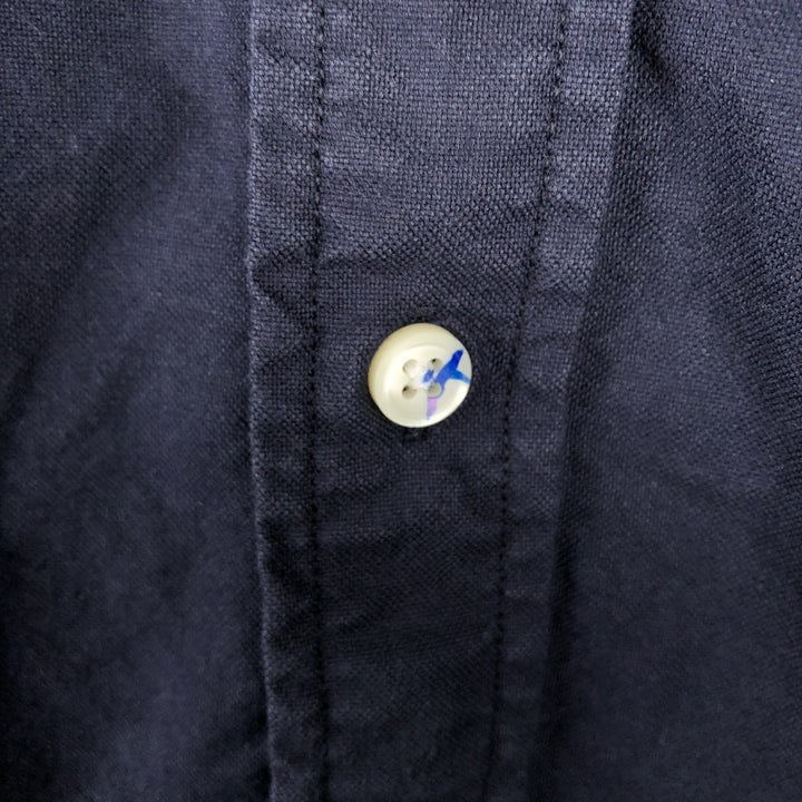 Ralph Lauren Classic Fit Long Sleeve Button Down Shirt, Men's Size L cotton navy blue type Vintage Second Hand