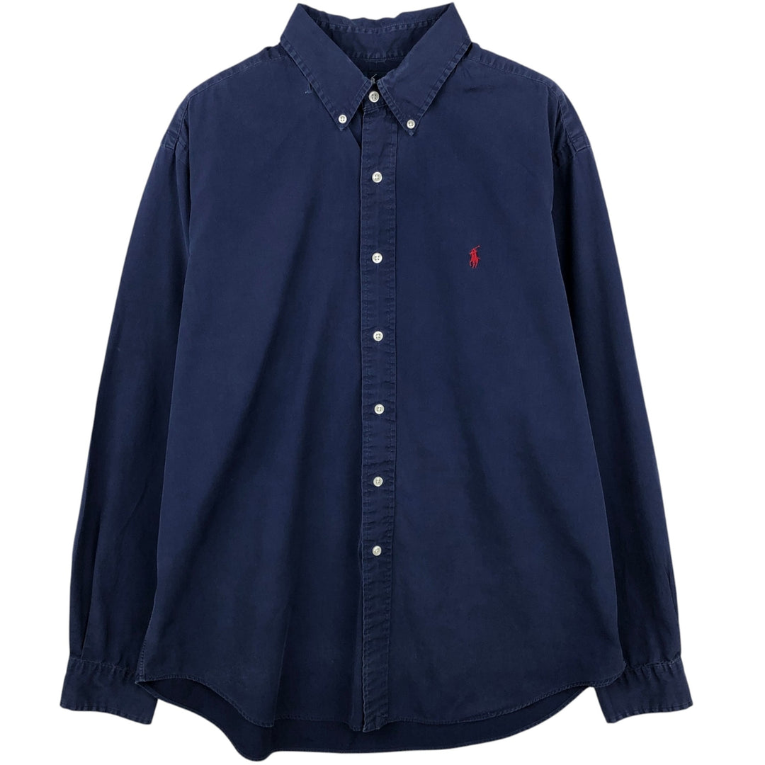 Ralph Lauren CLASSIC FIT Long-Sleeve Button-Down Shirt, Men's Size XL (Equivalent), Lightweight cotton navy blue type Vintage Second Hand