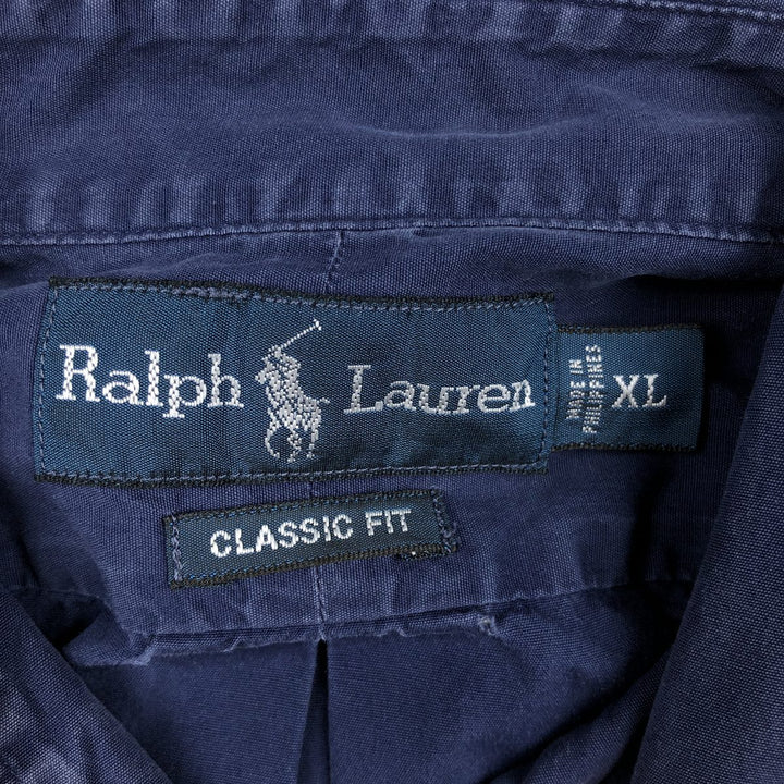 Ralph Lauren CLASSIC FIT Long-Sleeve Button-Down Shirt, Men's Size XL (Equivalent), Lightweight cotton navy blue type Vintage Second Hand