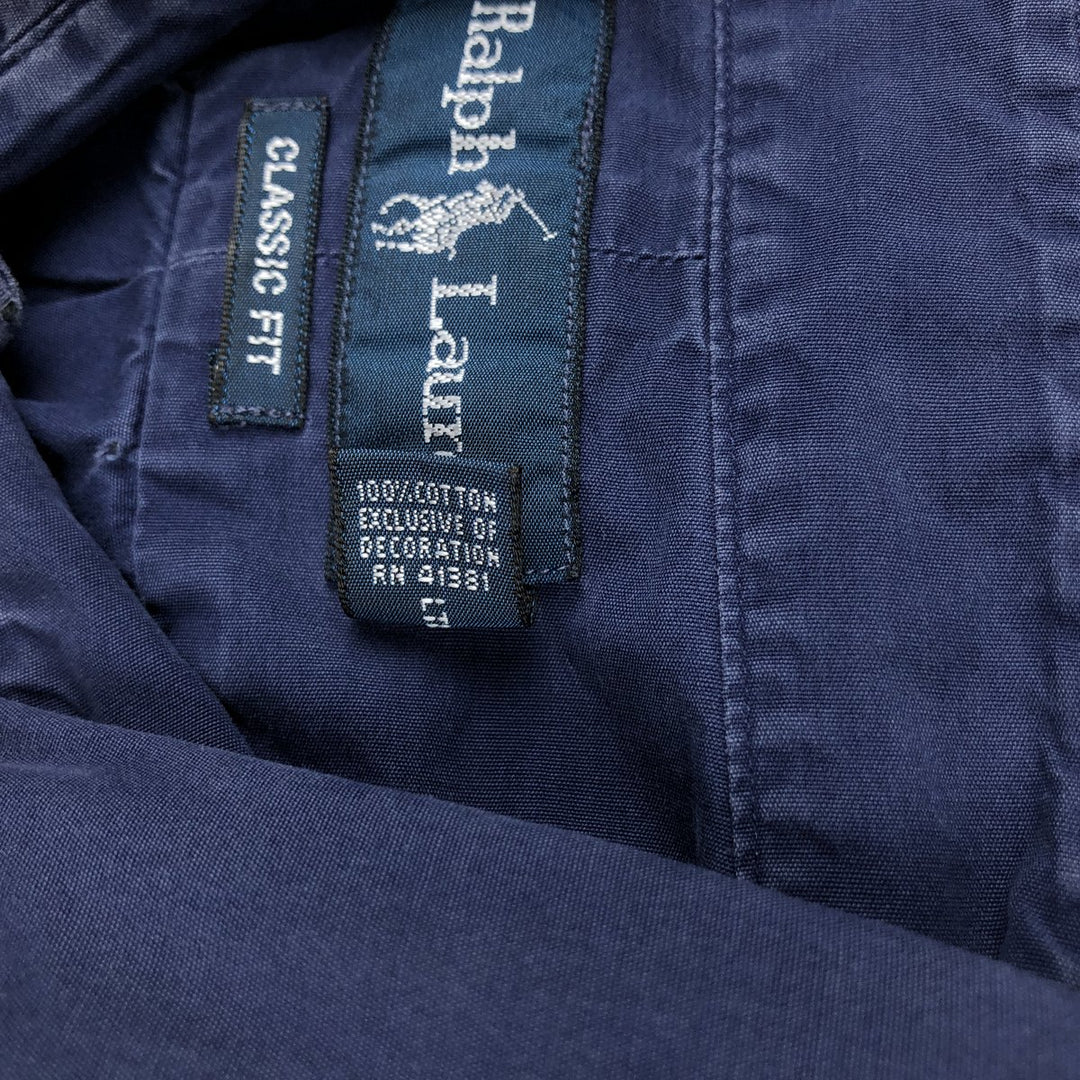 Ralph Lauren CLASSIC FIT Long-Sleeve Button-Down Shirt, Men's Size XL (Equivalent), Lightweight cotton navy blue type Vintage Second Hand