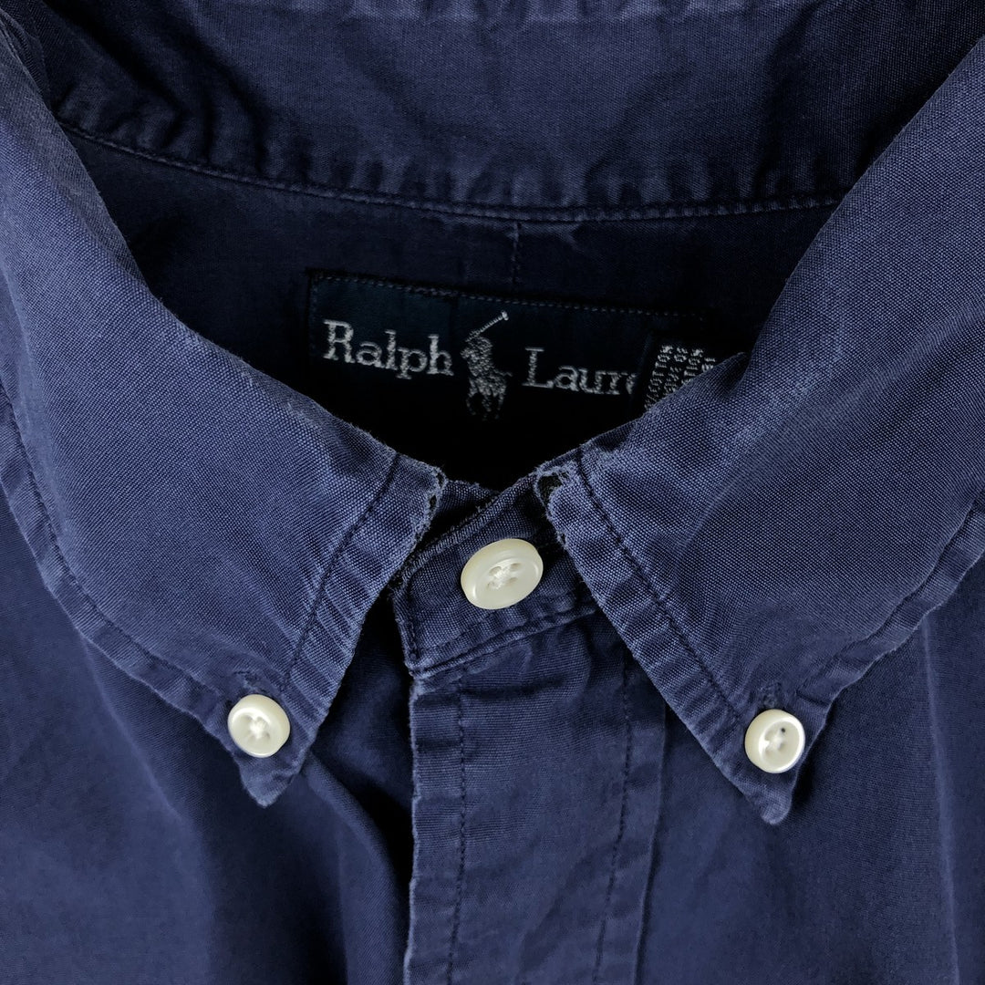 Ralph Lauren CLASSIC FIT Long-Sleeve Button-Down Shirt, Men's Size XL (Equivalent), Lightweight cotton navy blue type Vintage Second Hand
