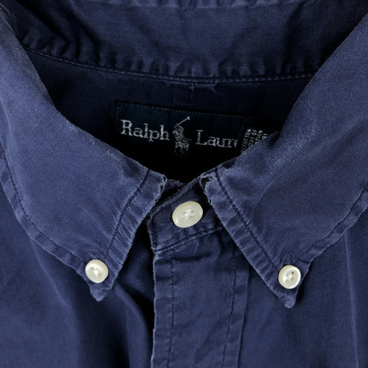 Ralph Lauren CLASSIC FIT Long-Sleeve Button-Down Shirt, Men's Size XL (Equivalent), Lightweight cotton navy blue type Vintage Second Hand