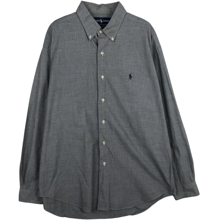 Ralph Lauren MARLOWE long-sleeved button-down shirt, men's size L cotton gray type Vintage Second Hand