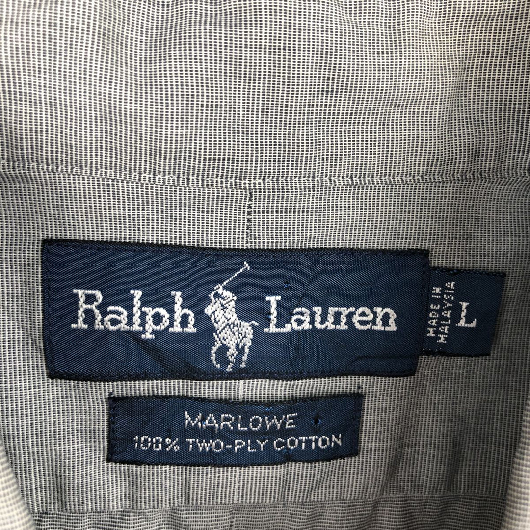 Ralph Lauren MARLOWE long-sleeved button-down shirt, men's size L cotton gray type Vintage Second Hand