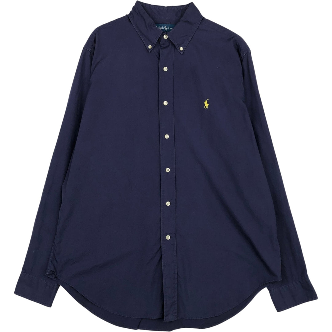 Ralph Lauren Classic Fit Long Sleeve Button Down Shirt, Men's Size L cotton navy blue type Vintage Second Hand